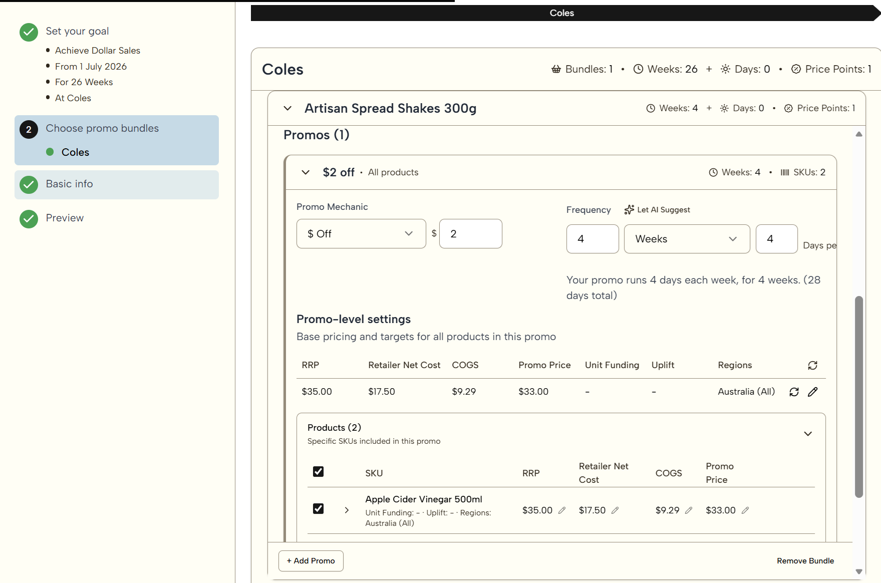 Scenarios — scenario builder with KPI delta strip